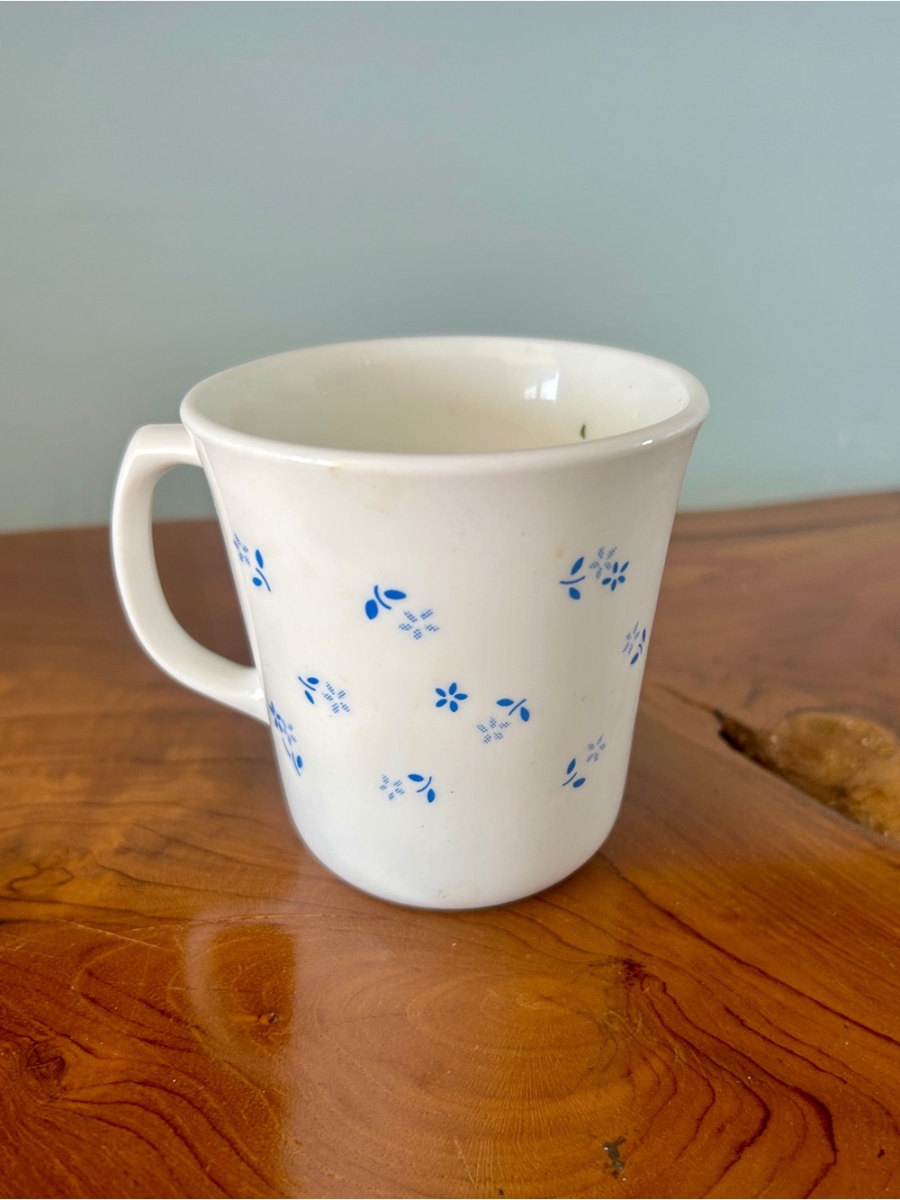 Corningware White Mug with Blue Floral Sprigs